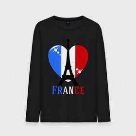 Мужской лонгслив хлопок с принтом Люблю Францию в Тюмени, 100% хлопок |  | france | i love france | париж | франция | эйвелева башня | я люблю францию