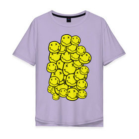 Мужская футболка хлопок Oversize с принтом Nirvana Smiles в Тюмени, 100% хлопок | свободный крой, круглый ворот, “спинка” длиннее передней части | nirvana | nirvana smiles | нирвана | нирвана смайлы