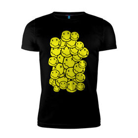 Мужская футболка премиум с принтом Nirvana Smiles в Тюмени, 92% хлопок, 8% лайкра | приталенный силуэт, круглый вырез ворота, длина до линии бедра, короткий рукав | nirvana | nirvana smiles | нирвана | нирвана смайлы