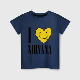 Детская футболка хлопок с принтом I love Nirvana в Тюмени, 100% хлопок | круглый вырез горловины, полуприлегающий силуэт, длина до линии бедер | Тематика изображения на принте: i love nirvana | nirvana | нирвана | я люблю нирвану