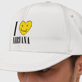 Кепка снепбек с прямым козырьком с принтом I love Nirvana в Тюмени, хлопок 100% |  | i love nirvana | nirvana | нирвана | я люблю нирвану