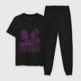 Мужская пижама хлопок с принтом In Nirvana we trust в Тюмени, 100% хлопок | брюки и футболка прямого кроя, без карманов, на брюках мягкая резинка на поясе и по низу штанин
 | 