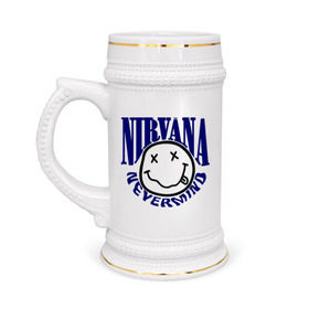 Кружка пивная с принтом Nevermind Nirvana в Тюмени,  керамика (Материал выдерживает высокую температуру, стоит избегать резкого перепада температур) |  объем 630 мл | kurt kobain | nirvana | курт кобейн | музыкальные группы | нирвана | рок группы