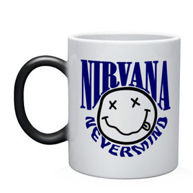 Кружка хамелеон с принтом Nevermind Nirvana в Тюмени, керамика | меняет цвет при нагревании, емкость 330 мл | kurt kobain | nirvana | курт кобейн | музыкальные группы | нирвана | рок группы