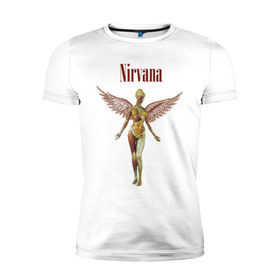 Мужская футболка премиум с принтом Like an angel в Тюмени, 92% хлопок, 8% лайкра | приталенный силуэт, круглый вырез ворота, длина до линии бедра, короткий рукав | kurt kobain | nirvana | курт кобейн | музыкальные группы | нирвана | рок группы