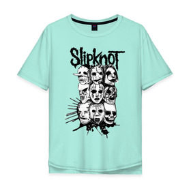 Мужская футболка хлопок Oversize с принтом Slipknot black and white в Тюмени, 100% хлопок | свободный крой, круглый ворот, “спинка” длиннее передней части | media | metall | punk | rock | slipknot | метал | металл | нью метал | панк | панк рок | рок | слипкнот