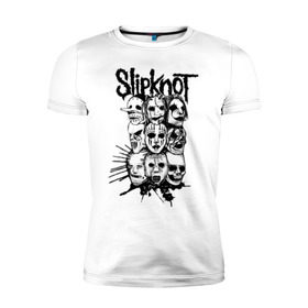 Мужская футболка премиум с принтом Slipknot black and white в Тюмени, 92% хлопок, 8% лайкра | приталенный силуэт, круглый вырез ворота, длина до линии бедра, короткий рукав | media | metall | punk | rock | slipknot | метал | металл | нью метал | панк | панк рок | рок | слипкнот
