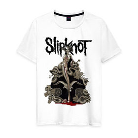 Мужская футболка хлопок с принтом Slipknot illustration skulls в Тюмени, 100% хлопок | прямой крой, круглый вырез горловины, длина до линии бедер, слегка спущенное плечо. | metall | punk | rock | slipknot | метал | металл | нью метал | панк | панк рок | рок | слипкнот