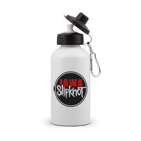 Бутылка спортивная с принтом Slipknot iowa logo в Тюмени, металл | емкость — 500 мл, в комплекте две пластиковые крышки и карабин для крепления | metall | punk | rock | slipknot | метал | металл | нью метал | панк | панк рок | рок | слипкнот