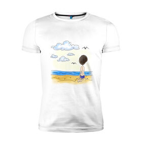 Мужская футболка премиум с принтом Папа на пляже в Тюмени, 92% хлопок, 8% лайкра | приталенный силуэт, круглый вырез ворота, длина до линии бедра, короткий рукав | для семьи | комплект семейный | папа | семейные