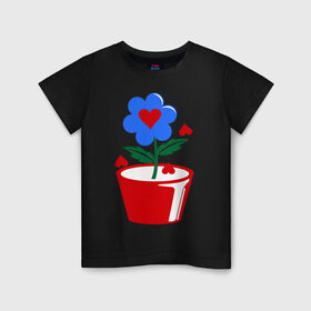 Детская футболка хлопок с принтом Цветочек любви в Тюмени, 100% хлопок | круглый вырез горловины, полуприлегающий силуэт, длина до линии бедер | для семьи | комплект семейный | ребенок | семейные | цветочек любви