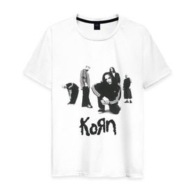 Мужская футболка хлопок с принтом Korn 5 в Тюмени, 100% хлопок | прямой крой, круглый вырез горловины, длина до линии бедер, слегка спущенное плечо. | corn | корн | метал | металика | панк рок | рок