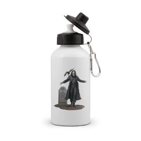 Бутылка спортивная с принтом The crow (Ворон) в Тюмени, металл | емкость — 500 мл, в комплекте две пластиковые крышки и карабин для крепления | the crow | ворон | кино | черный ворон