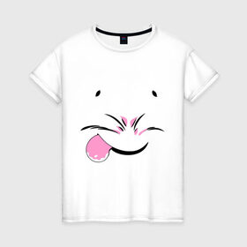 Женская футболка хлопок с принтом Довольная мордочка в Тюмени, 100% хлопок | прямой крой, круглый вырез горловины, длина до линии бедер, слегка спущенное плечо | девушкам | мордочка | мышка | хомяк