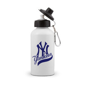 Бутылка спортивная с принтом NY - Yankees в Тюмени, металл | емкость — 500 мл, в комплекте две пластиковые крышки и карабин для крепления | Тематика изображения на принте: new york yankees | swag | нью йорк янкис | сваг | свэг