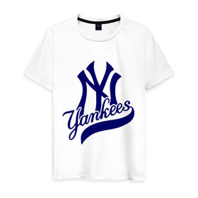 Мужская футболка хлопок с принтом NY - Yankees в Тюмени, 100% хлопок | прямой крой, круглый вырез горловины, длина до линии бедер, слегка спущенное плечо. | new york yankees | swag | нью йорк янкис | сваг | свэг