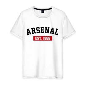 Мужская футболка хлопок с принтом FC Arsenal Est. 1886 в Тюмени, 100% хлопок | прямой крой, круглый вырез горловины, длина до линии бедер, слегка спущенное плечо. | арсенал