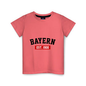 Детская футболка хлопок с принтом FC Bayern Est. 1900 в Тюмени, 100% хлопок | круглый вырез горловины, полуприлегающий силуэт, длина до линии бедер | Тематика изображения на принте: bayern | fc bayern | fc bayern est 1900 | баерн