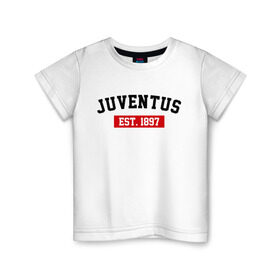 Детская футболка хлопок с принтом FC Juventus Est. 1897 в Тюмени, 100% хлопок | круглый вырез горловины, полуприлегающий силуэт, длина до линии бедер | fc juventus | juventus | ювентус