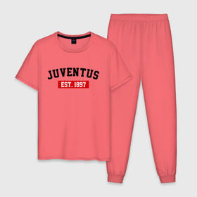 Мужская пижама хлопок с принтом FC Juventus Est. 1897 в Тюмени, 100% хлопок | брюки и футболка прямого кроя, без карманов, на брюках мягкая резинка на поясе и по низу штанин
 | fc juventus | juventus | ювентус
