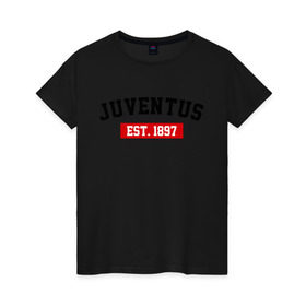 Женская футболка хлопок с принтом FC Juventus Est. 1897 в Тюмени, 100% хлопок | прямой крой, круглый вырез горловины, длина до линии бедер, слегка спущенное плечо | fc juventus | juventus | ювентус