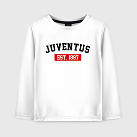 Детский лонгслив хлопок с принтом FC Juventus Est 1897 в Тюмени, 100% хлопок | круглый вырез горловины, полуприлегающий силуэт, длина до линии бедер | fc juventus | juventus | ювентус