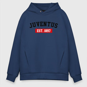 Мужское худи Oversize хлопок с принтом FC Juventus Est 1897 в Тюмени, френч-терри — 70% хлопок, 30% полиэстер. Мягкий теплый начес внутри —100% хлопок | боковые карманы, эластичные манжеты и нижняя кромка, капюшон на магнитной кнопке | fc juventus | juventus | ювентус