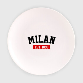 Тарелка 3D с принтом FC Milan Est. 1899 в Тюмени, фарфор | диаметр - 210 мм
диаметр для нанесения принта - 120 мм | Тематика изображения на принте: fc milan | fc милан | milan | милан | фк милан