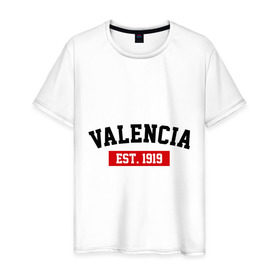 Мужская футболка хлопок с принтом FC Valencia Est. 1919 в Тюмени, 100% хлопок | прямой крой, круглый вырез горловины, длина до линии бедер, слегка спущенное плечо. | Тематика изображения на принте: fc valencia | fc valencia est 1919 | valencia | валенсия | фк валенсия