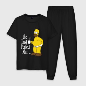 Мужская пижама хлопок с принтом Homer (The Last Perfect Man...) в Тюмени, 100% хлопок | брюки и футболка прямого кроя, без карманов, на брюках мягкая резинка на поясе и по низу штанин
 | гомер