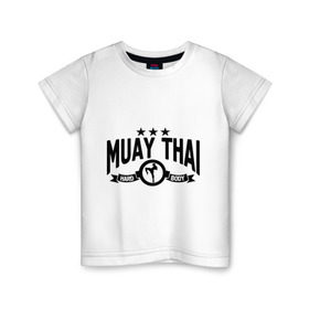 Детская футболка хлопок с принтом Muay thai boxing (Тайский бокс) в Тюмени, 100% хлопок | круглый вырез горловины, полуприлегающий силуэт, длина до линии бедер | Тематика изображения на принте: муай тай
