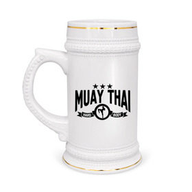 Кружка пивная с принтом Muay thai boxing (Тайский бокс) в Тюмени,  керамика (Материал выдерживает высокую температуру, стоит избегать резкого перепада температур) |  объем 630 мл | муай тай