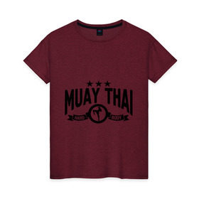 Женская футболка хлопок с принтом Muay thai boxing (Тайский бокс) в Тюмени, 100% хлопок | прямой крой, круглый вырез горловины, длина до линии бедер, слегка спущенное плечо | муай тай