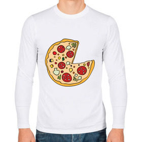 Мужской лонгслив хлопок с принтом Пицца парная в Тюмени, 100% хлопок |  | pizza | влюбленным | для влюбленных | для двоих | для пар | парные | пицца