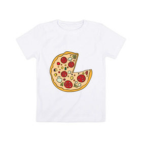 Детская футболка хлопок с принтом Пицца парная в Тюмени, 100% хлопок | круглый вырез горловины, полуприлегающий силуэт, длина до линии бедер | pizza | влюбленным | для влюбленных | для двоих | для пар | парные | пицца