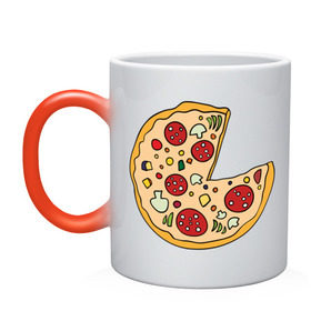 Кружка хамелеон с принтом Пицца парная в Тюмени, керамика | меняет цвет при нагревании, емкость 330 мл | pizza | влюбленным | для влюбленных | для двоих | для пар | парные | пицца