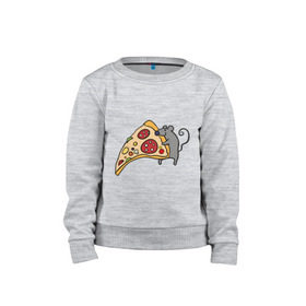Детский свитшот хлопок с принтом Кусочек пиццы парная в Тюмени, 100% хлопок | круглый вырез горловины, эластичные манжеты, пояс и воротник | pizza | влюбленным | для влюбленных | для двоих | для пар | мышонок | пара | парные | пицца
