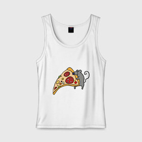 Женская майка хлопок с принтом Кусочек пиццы парная в Тюмени, 95% хлопок, 5% эластан |  | pizza | влюбленным | для влюбленных | для двоих | для пар | мышонок | пара | парные | пицца