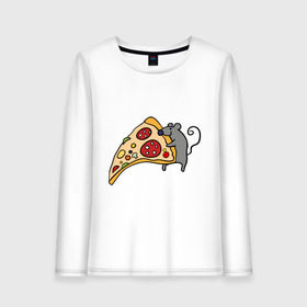 Женский лонгслив хлопок с принтом Кусочек пиццы парная в Тюмени, 100% хлопок |  | pizza | влюбленным | для влюбленных | для двоих | для пар | мышонок | пара | парные | пицца