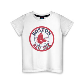 Детская футболка хлопок с принтом Boston Red Sox в Тюмени, 100% хлопок | круглый вырез горловины, полуприлегающий силуэт, длина до линии бедер | baseball | boston red sox | бейсбол | бостон | красные носки | ред сокс | спорт