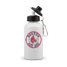 Бутылка спортивная с принтом Boston Red Sox в Тюмени, металл | емкость — 500 мл, в комплекте две пластиковые крышки и карабин для крепления | Тематика изображения на принте: baseball | boston red sox | бейсбол | бостон | красные носки | ред сокс | спорт