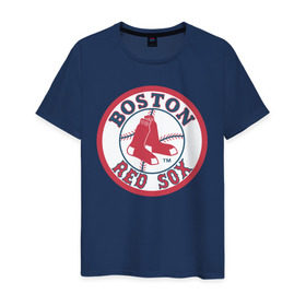 Мужская футболка хлопок с принтом Boston Red Sox в Тюмени, 100% хлопок | прямой крой, круглый вырез горловины, длина до линии бедер, слегка спущенное плечо. | baseball | boston red sox | бейсбол | бостон | красные носки | ред сокс | спорт