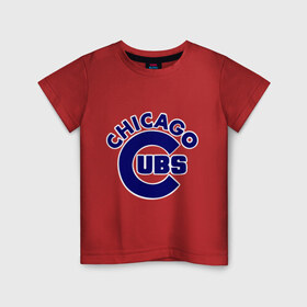 Детская футболка хлопок с принтом Chicago Cubs logotype в Тюмени, 100% хлопок | круглый вырез горловины, полуприлегающий силуэт, длина до линии бедер | baseball | chicago cubs bear | бейсбол | спорт | чикаго