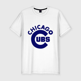 Мужская футболка премиум с принтом Chicago Cubs logotype в Тюмени, 92% хлопок, 8% лайкра | приталенный силуэт, круглый вырез ворота, длина до линии бедра, короткий рукав | baseball | chicago cubs bear | бейсбол | спорт | чикаго