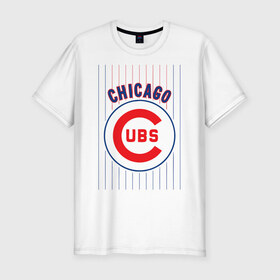 Мужская футболка премиум с принтом Chicago Cubs лого в Тюмени, 92% хлопок, 8% лайкра | приталенный силуэт, круглый вырез ворота, длина до линии бедра, короткий рукав | baseball | chicago cubs bear | бейсбол | спорт | чикаго