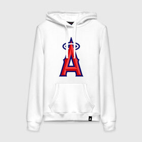 Женская толстовка хлопок с принтом Los Angeles Angels of Anaheim logo в Тюмени, френч-терри, мягкий теплый начес внутри (100% хлопок) | карман-кенгуру, эластичные манжеты и нижняя кромка, капюшон с подкладом и шнурком | baseball | los angeles angels of anaheim | бейсбол | спорт