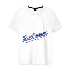 Мужская футболка хлопок с принтом Los Angeles Dodgers в Тюмени, 100% хлопок | прямой крой, круглый вырез горловины, длина до линии бедер, слегка спущенное плечо. | baseball | los angeles dodgers | бейсбол | лос анджелес доджерс | спорт