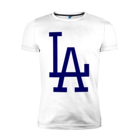Мужская футболка премиум с принтом Los Angeles Dodgers logo в Тюмени, 92% хлопок, 8% лайкра | приталенный силуэт, круглый вырез ворота, длина до линии бедра, короткий рукав | baseball | la | los angeles dodgers | бейсбол | лос анджелес доджерс | спорт