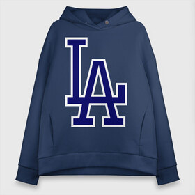 Женское худи Oversize хлопок с принтом Los Angeles Dodgers logo в Тюмени, френч-терри — 70% хлопок, 30% полиэстер. Мягкий теплый начес внутри —100% хлопок | боковые карманы, эластичные манжеты и нижняя кромка, капюшон на магнитной кнопке | baseball | la | los angeles dodgers | бейсбол | лос анджелес доджерс | спорт