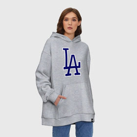 Худи SuperOversize хлопок с принтом Los Angeles Dodgers logo в Тюмени, 70% хлопок, 30% полиэстер, мягкий начес внутри | карман-кенгуру, эластичная резинка на манжетах и по нижней кромке, двухслойный капюшон
 | baseball | la | los angeles dodgers | бейсбол | лос анджелес доджерс | спорт